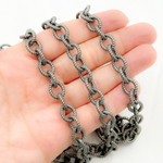 Load image into Gallery viewer, Oxidized 925 Sterling Silver Hammered Cable Chain. 217OX
