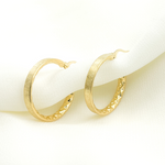 Load image into Gallery viewer, 14K Solid Gold Diamond Cut Hoop Earrings with Texture.