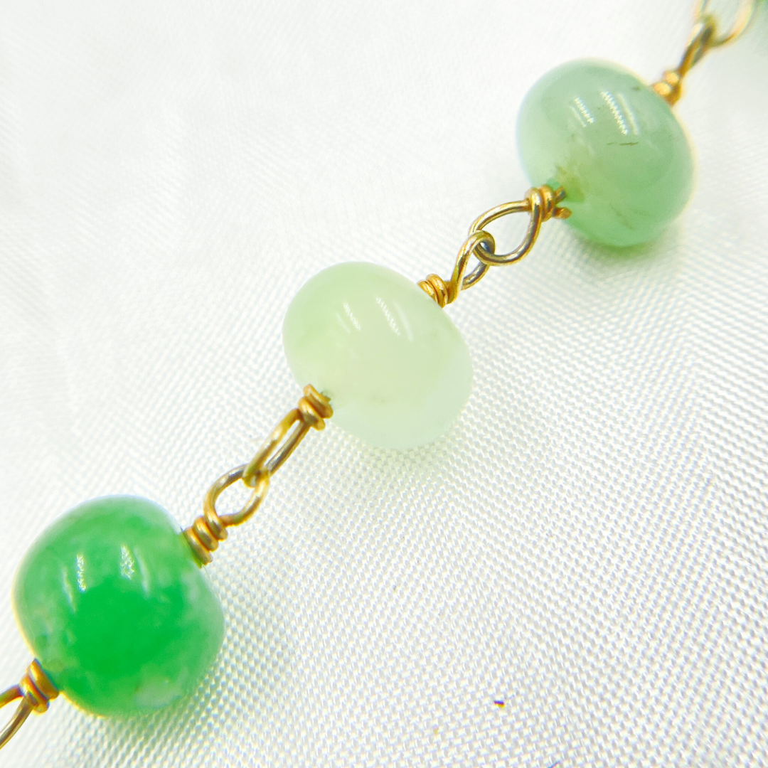 Chrysoprase Smooth Gold Plated Wire Chain.