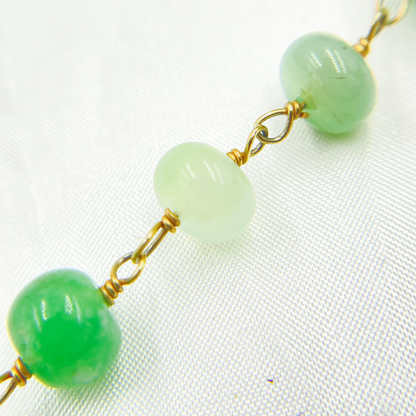 Chrysoprase Smooth Gold Plated Wire Chain.