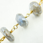 Load image into Gallery viewer, Coated Labradorite Faceted Rondel Gold Plated Wire Chain. CLB38
