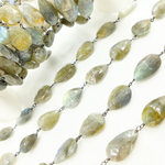 Load image into Gallery viewer, Labradorite Tear Drop Shape Wire Chain. LAB94
