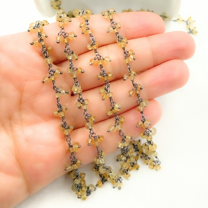 Citrine Cluster Dangle Oxidized Wire Chain.