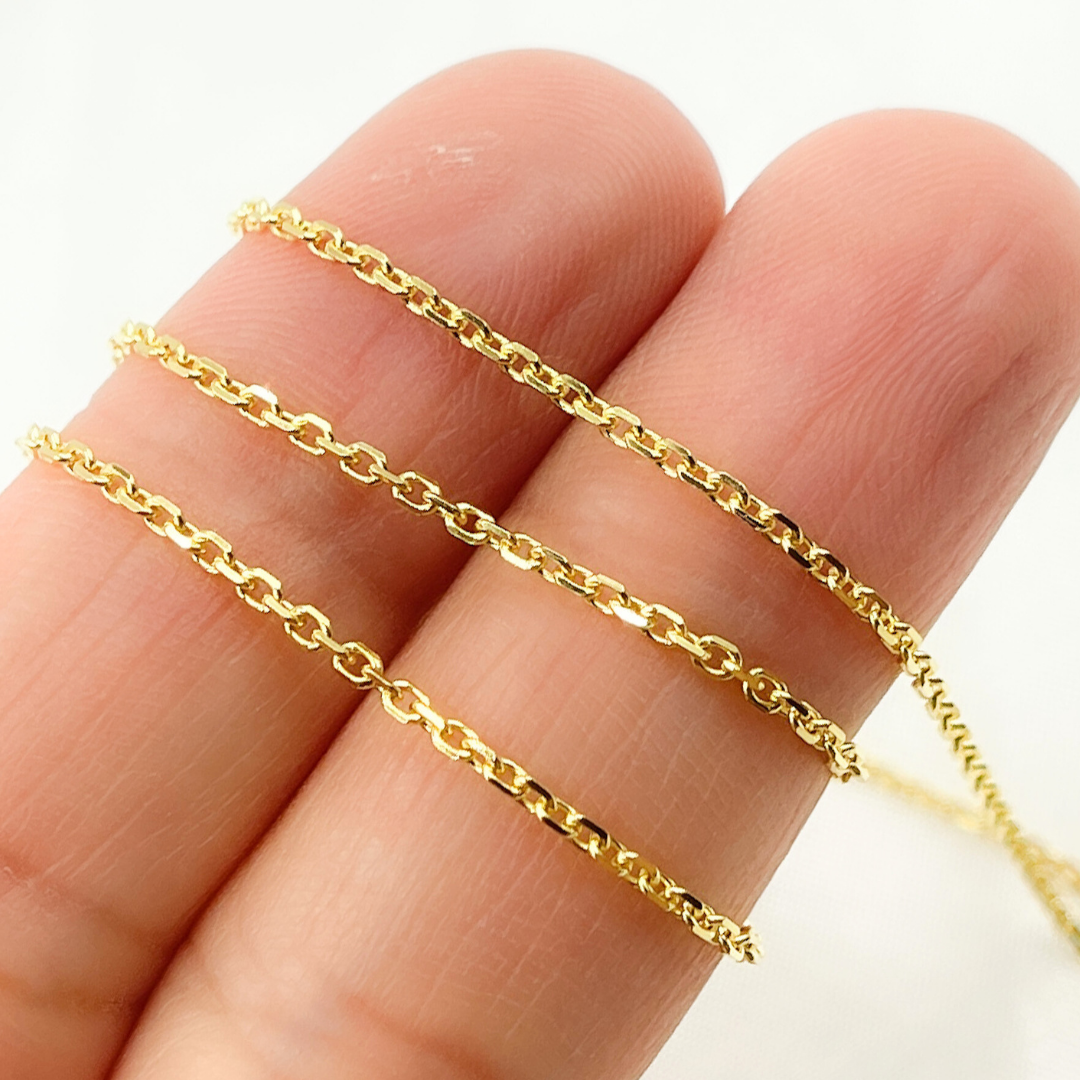 040R01T5. 14K Solid Gold Diamond Cut Cable Chain