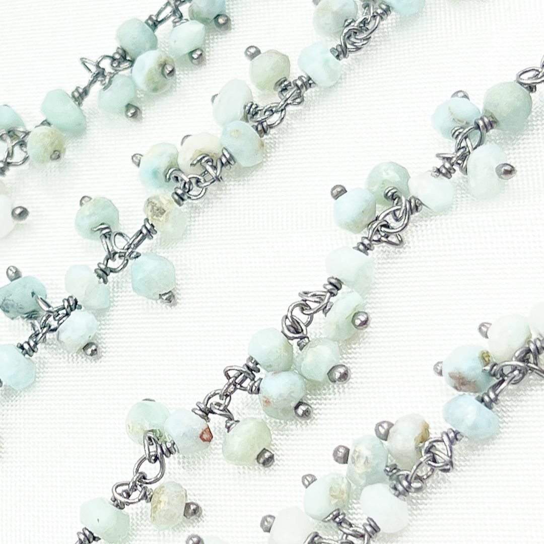 Larimar Cluster Dangle Oxidized Wire Chain.