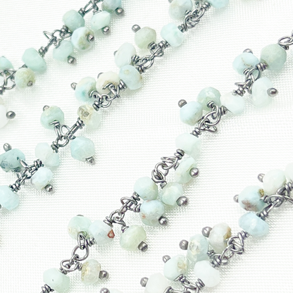 Larimar Cluster Dangle Oxidized Wire Chain.