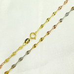 Load image into Gallery viewer, 040FV553H. 14K Solid Tri-Color Diamond Cut Marina Link and Smooth Oval Link Chain
