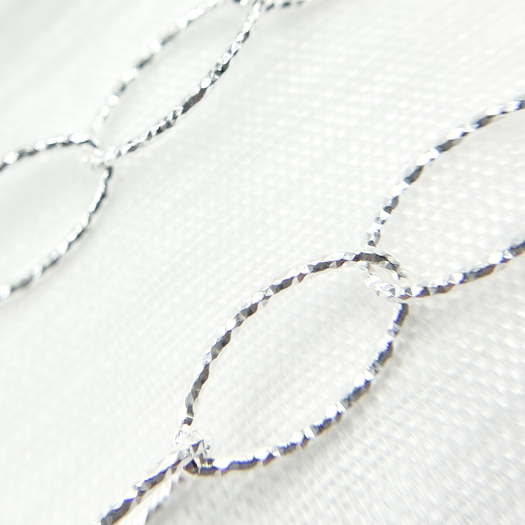Y82SS. Sterling Silver Diamond Cut Oval Link Chain