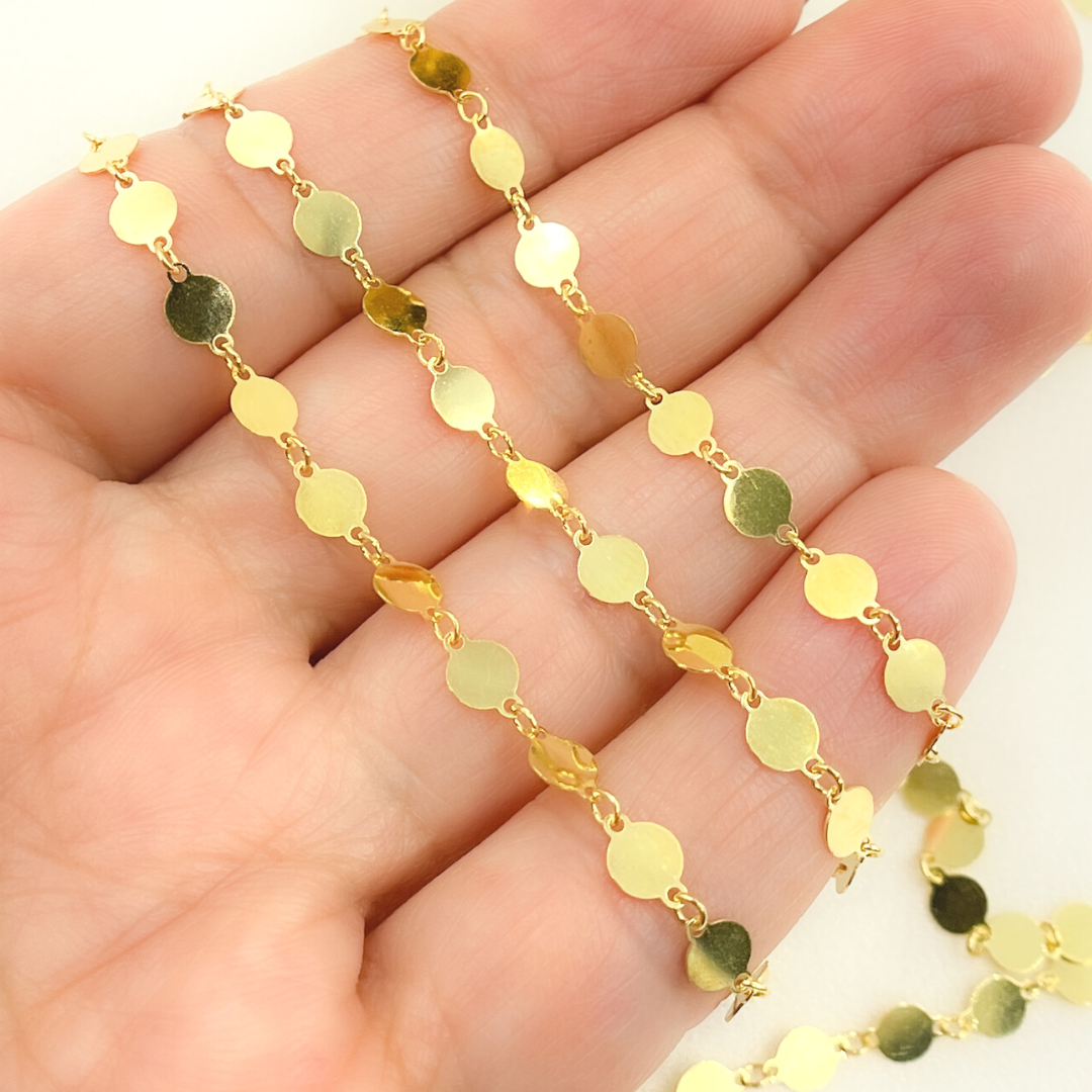 Gold Plated 925 Sterling Silver Flat Disc Chain. 