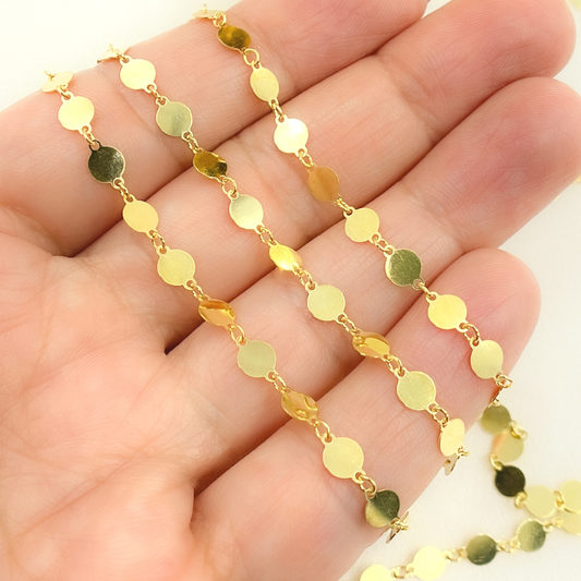 Gold Plated 925 Sterling Silver Flat Disc Chain. 