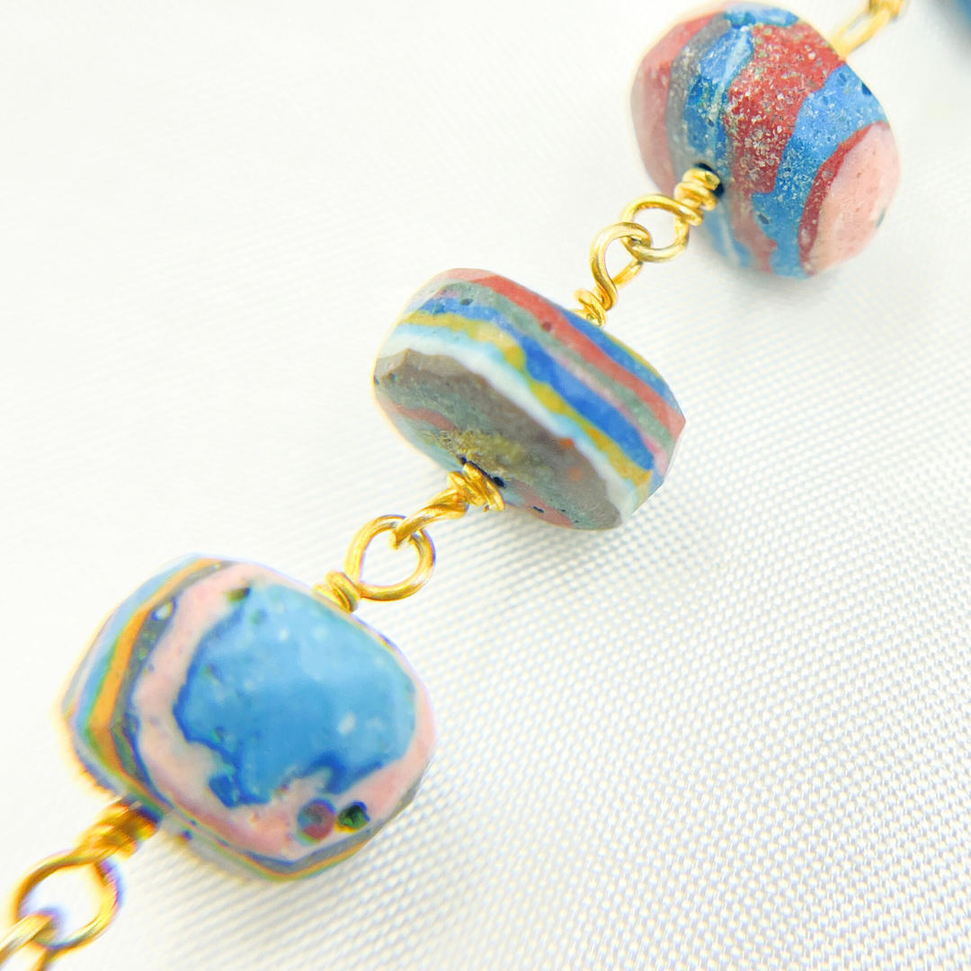 Rainbow Calsilica Gold Plated 925 Sterling Silver Wire Chain