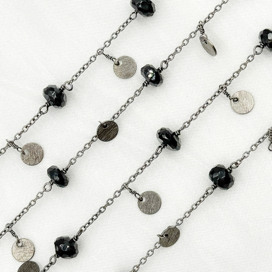 Black Spinel and Dangle Disc Oxidized Wire Chain.