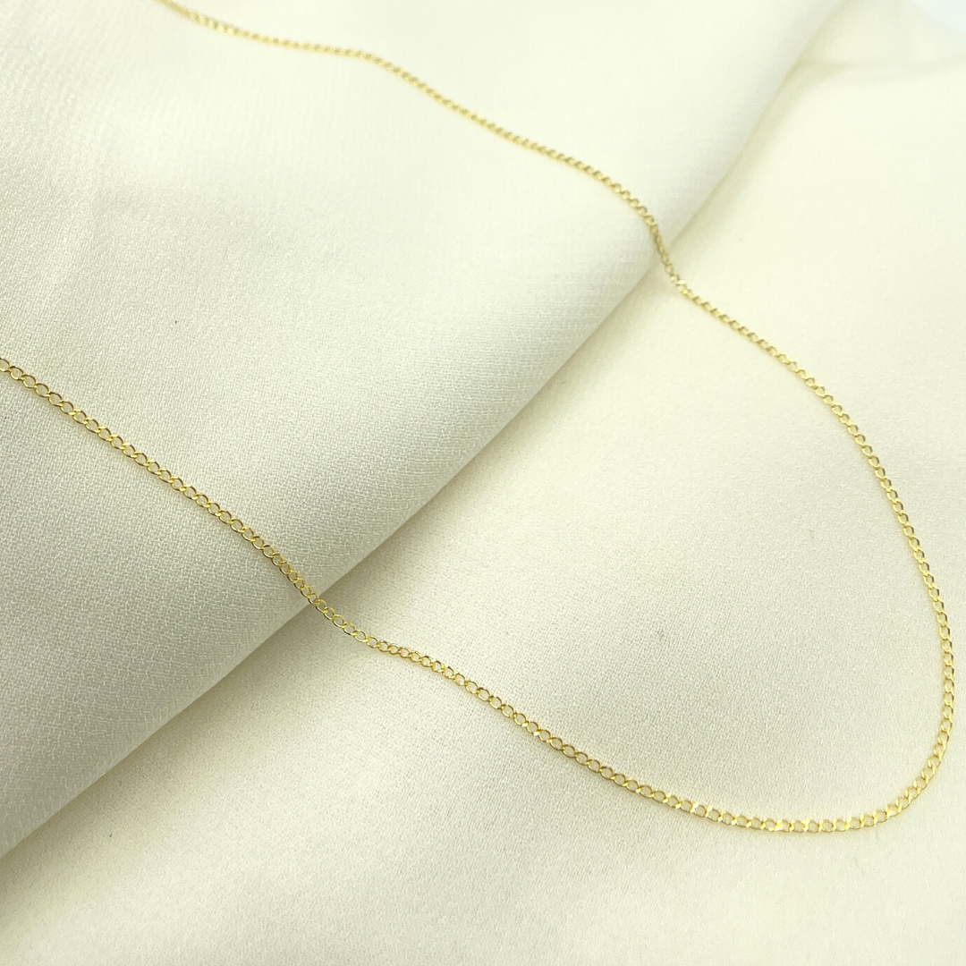 14K Solid Gold Long Curb Chain