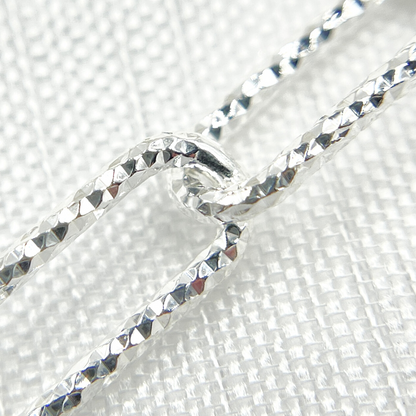 925 Sterling Silver Paperclip Diamond Cut Link Chain. 