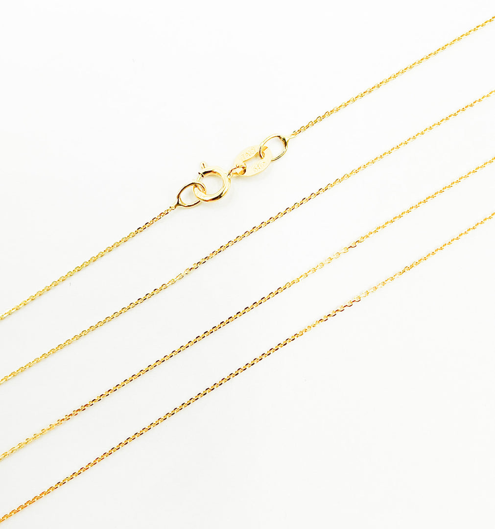 020R01T5. 14K Solid Gold Cable Chain