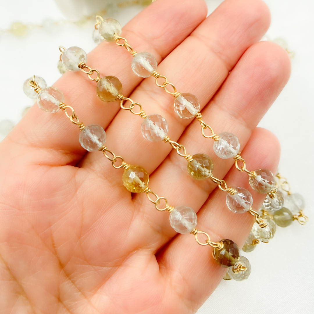 Multi Gemstone Gold Plated Wire Chain.