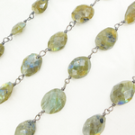 Load image into Gallery viewer, Labradorite Oval Shape Oxidized Wire Chain. LAB91
