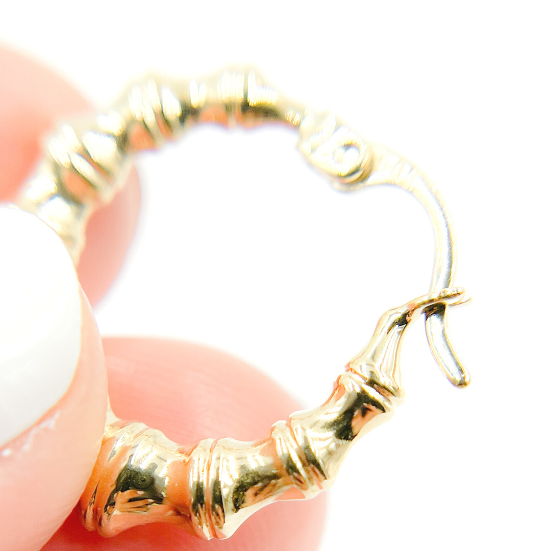 14K Solid Gold Textured Hoop
