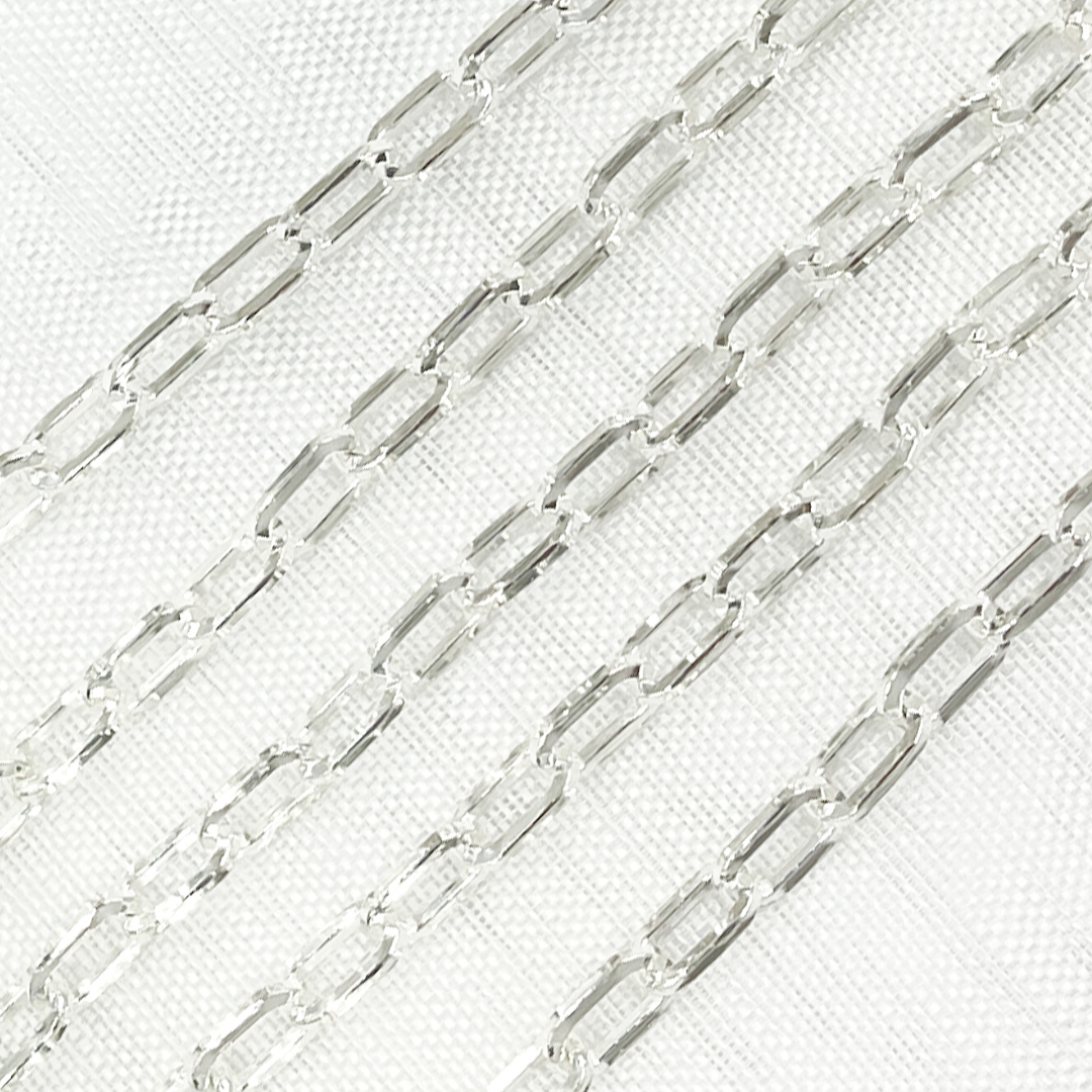 Sterling Silver Hollow Flat Paperclip Link Chain