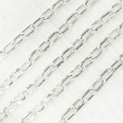 Sterling Silver Hollow Flat Paperclip Link Chain