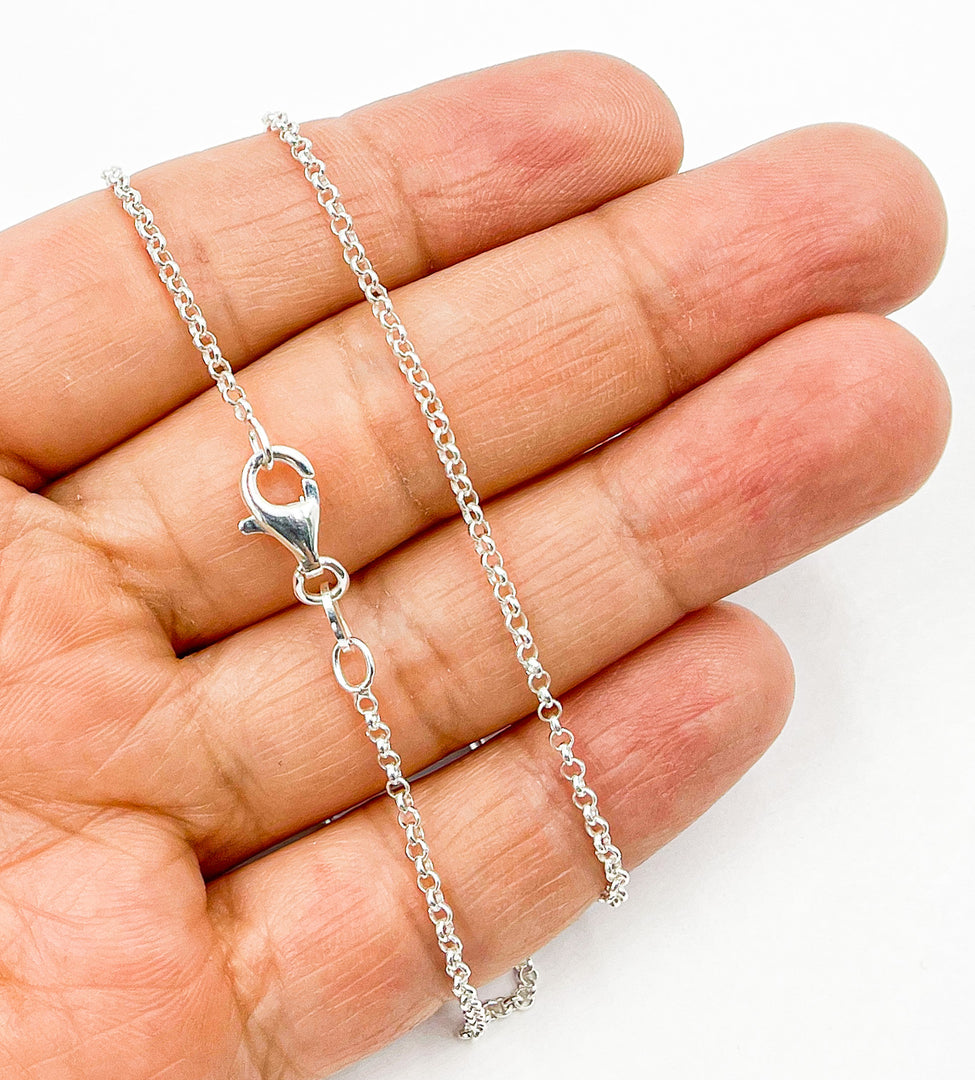 925 Sterling Silver Rolo Round Link. 12Necklace