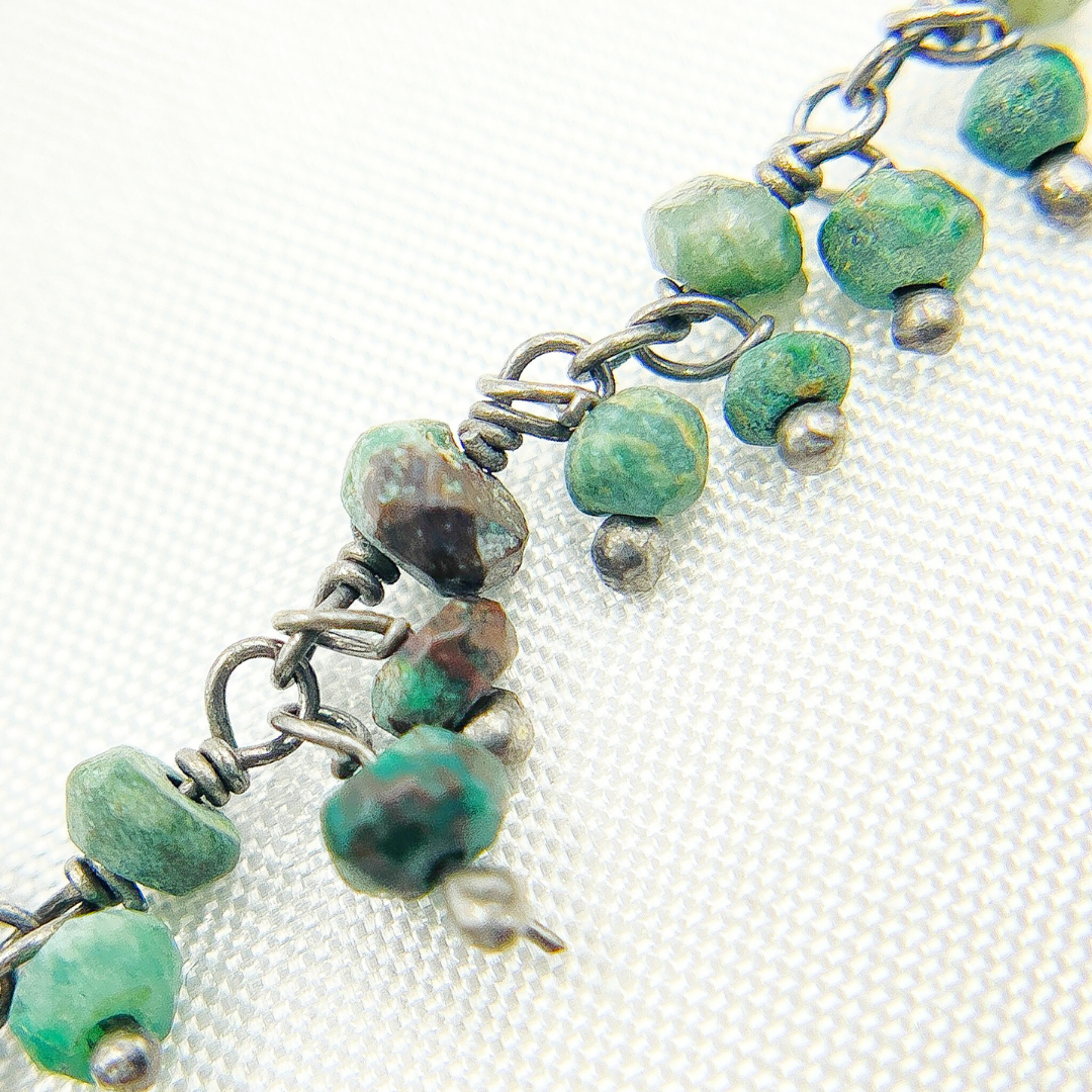 Chrysocolla Cluster Dangle 3.5mm Oxidized Wire Chain.