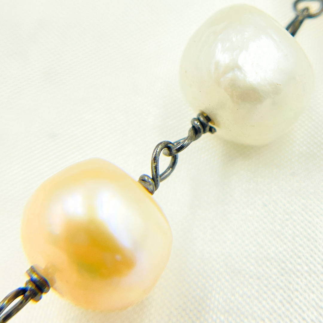 Peach Pearl Oxidized Oxidized Wire Chain.