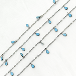 Load image into Gallery viewer, Blue Cubic Zirconia Pear Shape Dangle Chain. CZ68
