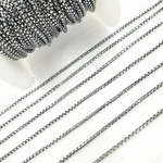 Load image into Gallery viewer, Black Rhodium &amp; White 925 Sterling Silver Diamond Cut Box Chain. X9ND
