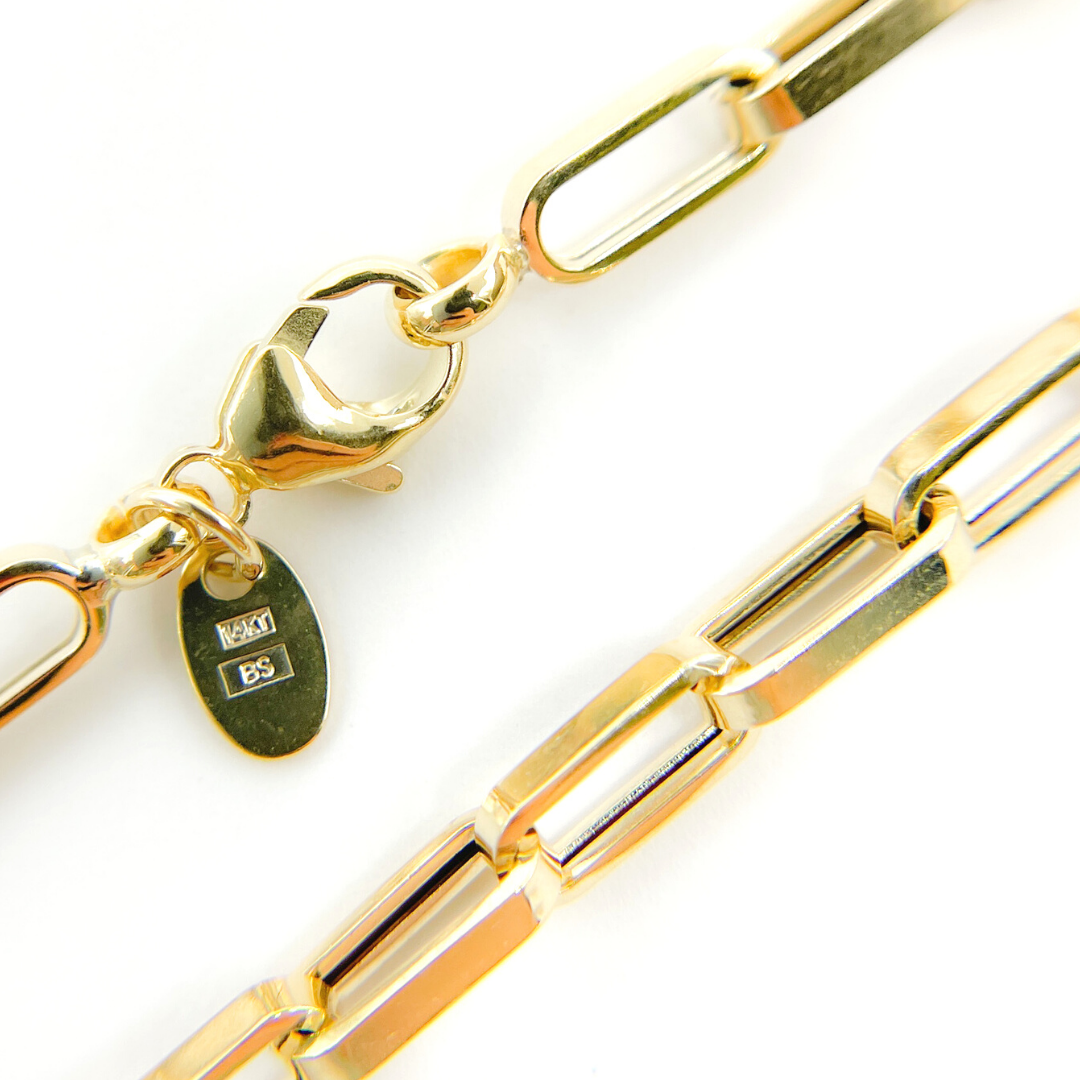 14K Solid Gold Flat Box Link Chain