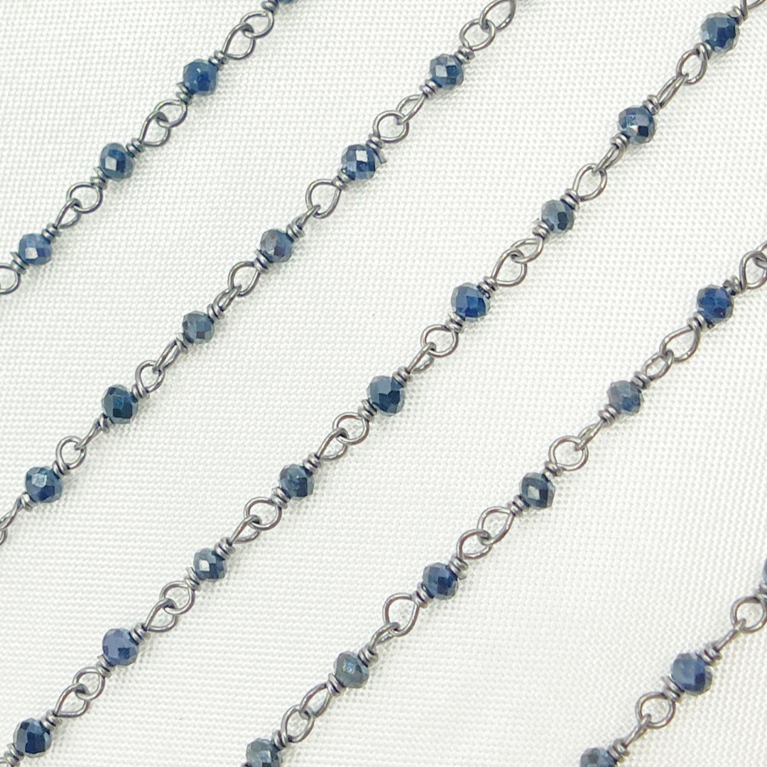 Blue Sapphire Oxidized Wire Chain