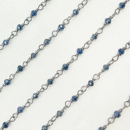 Blue Sapphire Oxidized Wire Chain