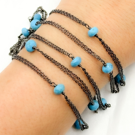 Turquoise Double Oxidized Connected Wire Chain. TRQ14