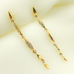 Load image into Gallery viewer, 14K Solid Gold and Diamonds Threader Earrings.