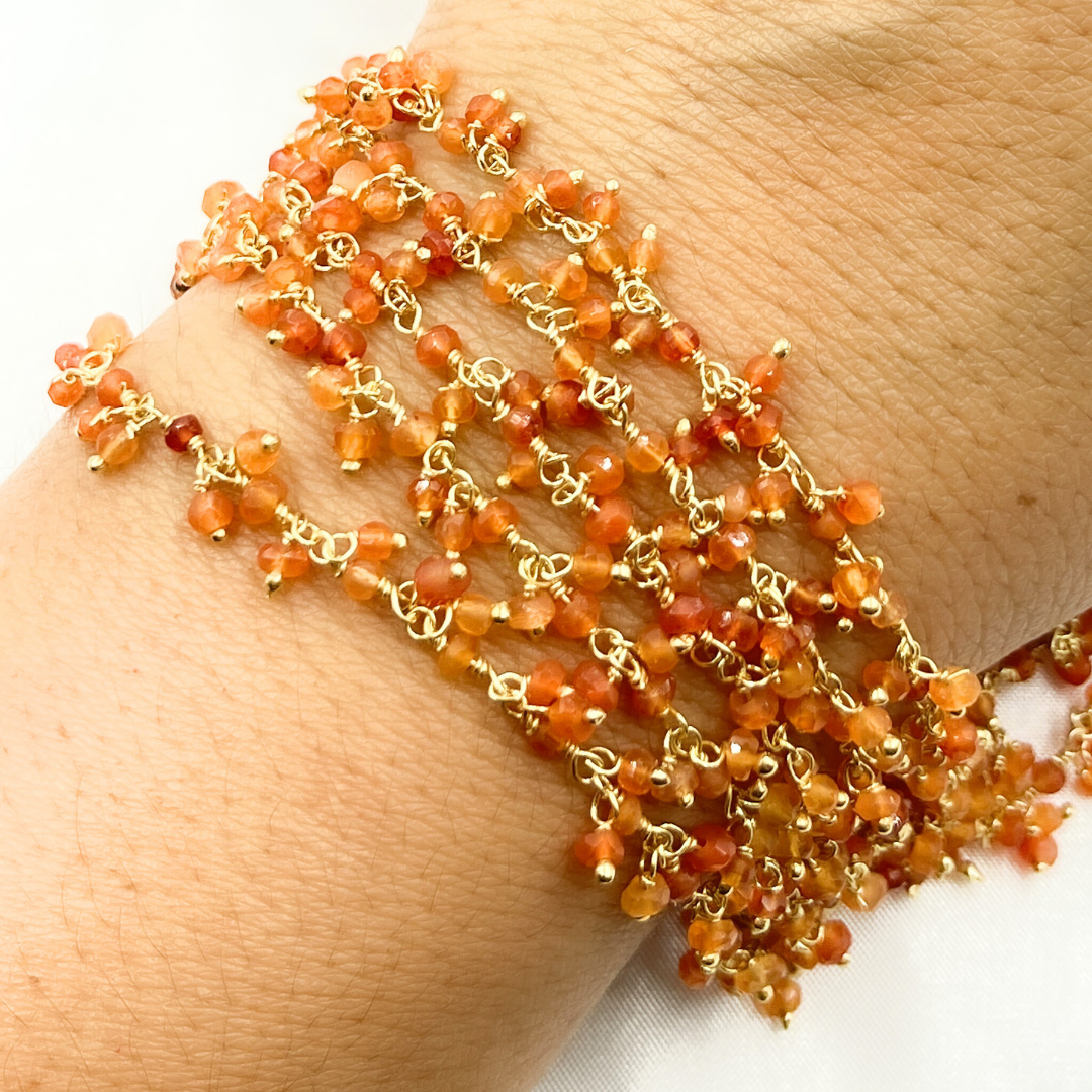 Carnelian Cluster Dangle Gold Plated Wire Chain