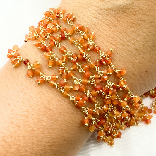 Carnelian Cluster Dangle Gold Plated Wire Chain