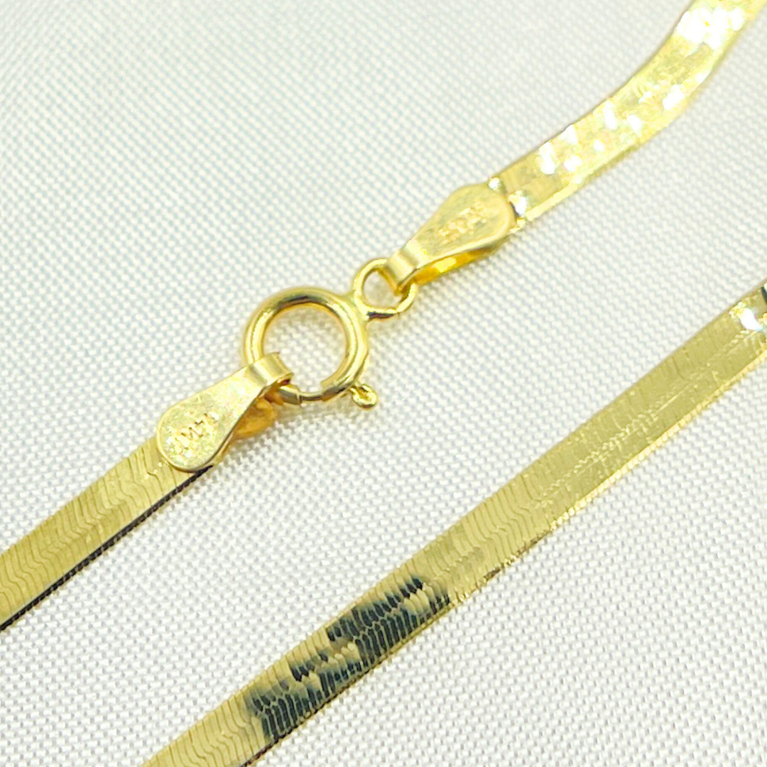 14k Solid Yellow Gold Herringbone Chain