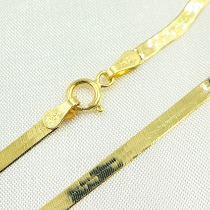 14k Solid Yellow Gold Herringbone Chain