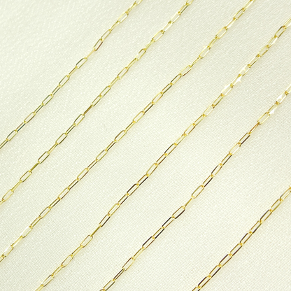 14K Solid Yellow Gold Flat Paperclip Chain by Foot
