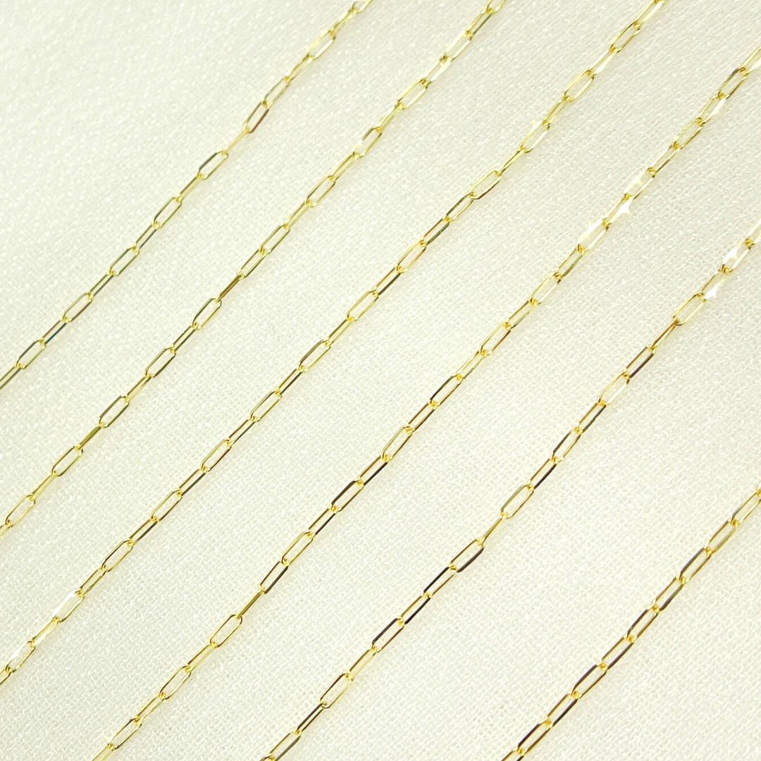 14K Solid Yellow Gold Flat Paperclip Chain by Foot. 025FVBFVT5byFt