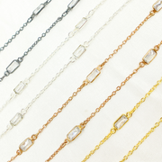Cubic Zirconia Rectangular Shape Connected Chain