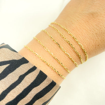Solid Yellow Gold Diamond Cut Cable & Marina Link Chain