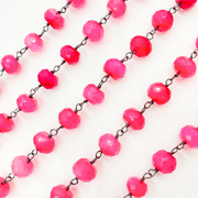 Pink Chalcedony Oxidized Wire Chain