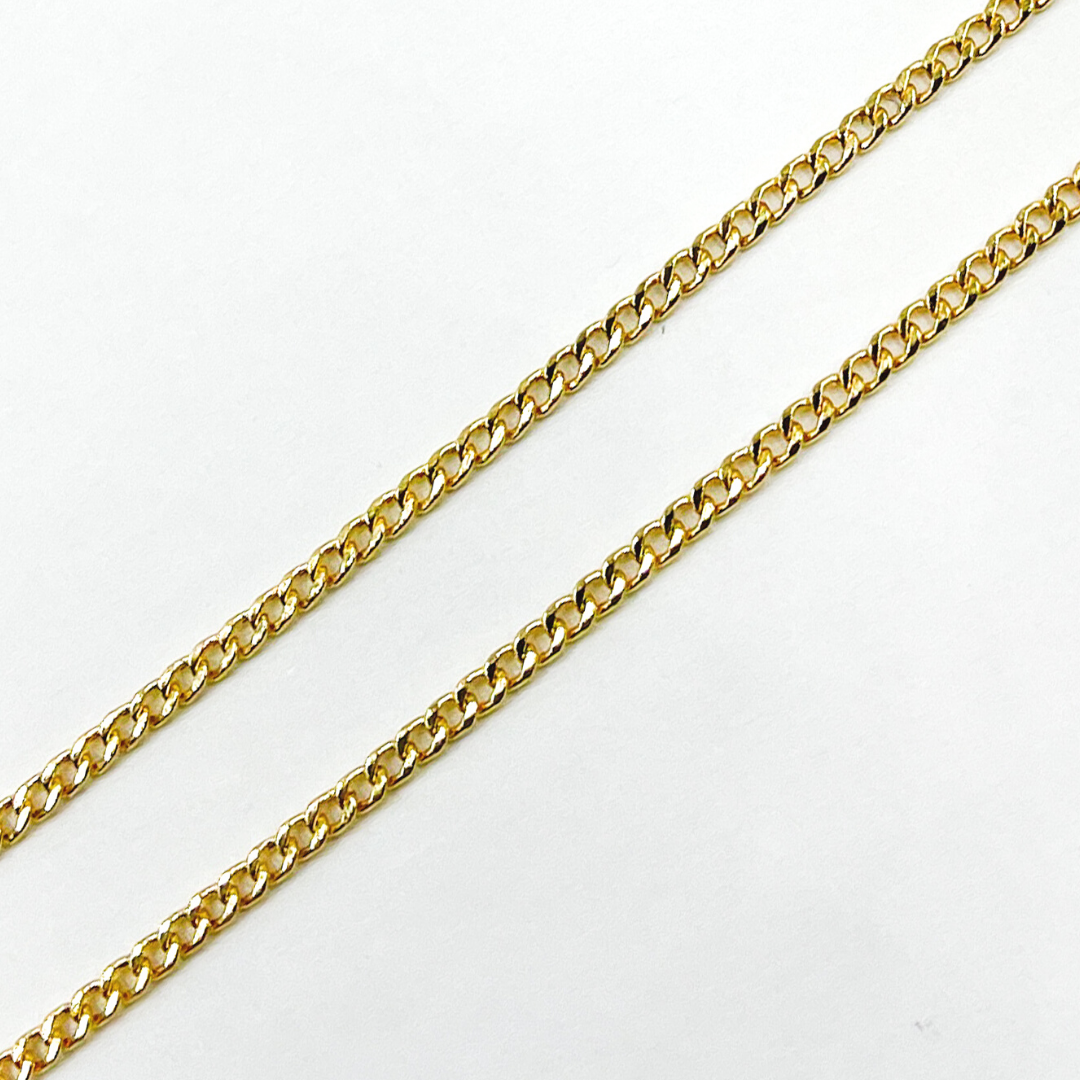 14K Solid Gold Hollow Curb Chain