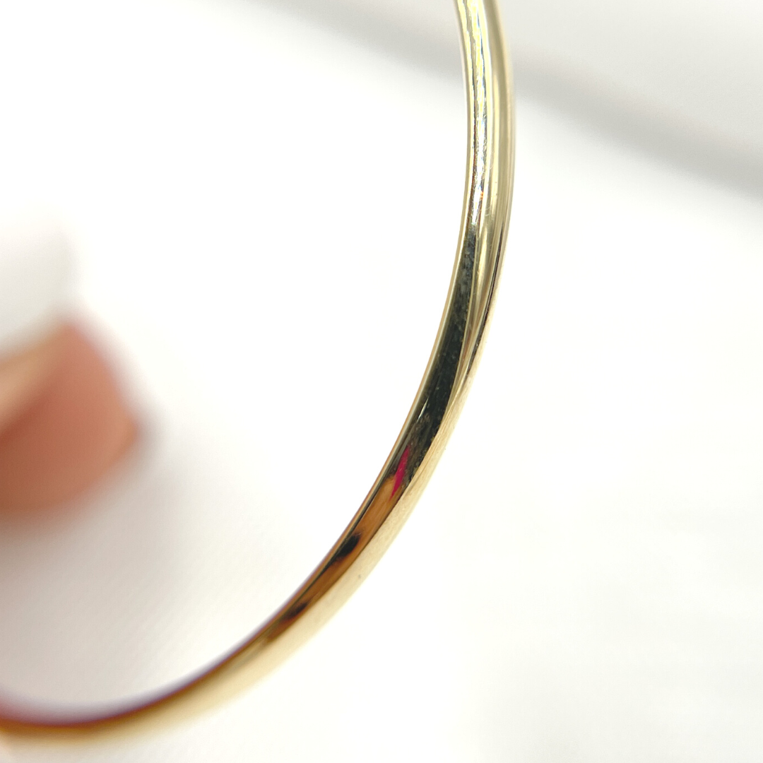 14K Solid Gold Hollow Smooth Hoop