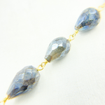 Load image into Gallery viewer, Coated Labradorite Tear Drop Shape Gold Plated Wire Chain. CLB39
