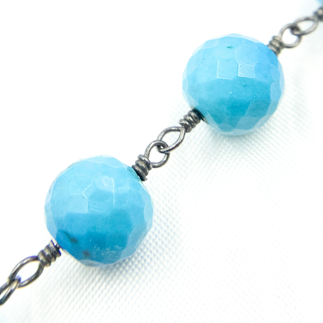 Turquoise Round Shape Oxidized Wire Chain. TRQ36