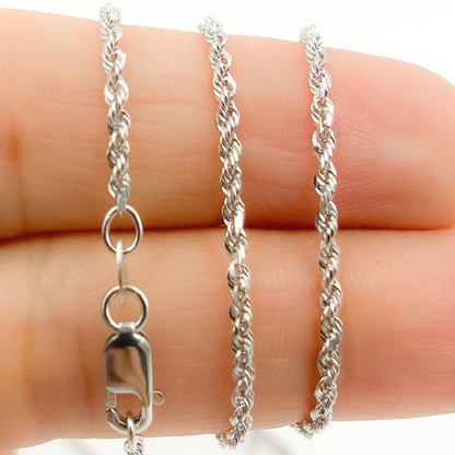 14K Solid White Gold Rope Chain