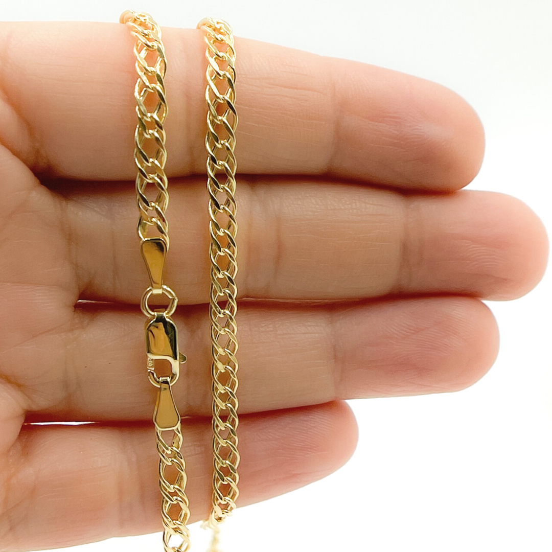 14K24. 14K Solid Gold Wheat Chain