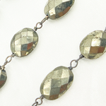 Load image into Gallery viewer, Pyrite Oval Shape Oxidized Wire Chain. PYR45
